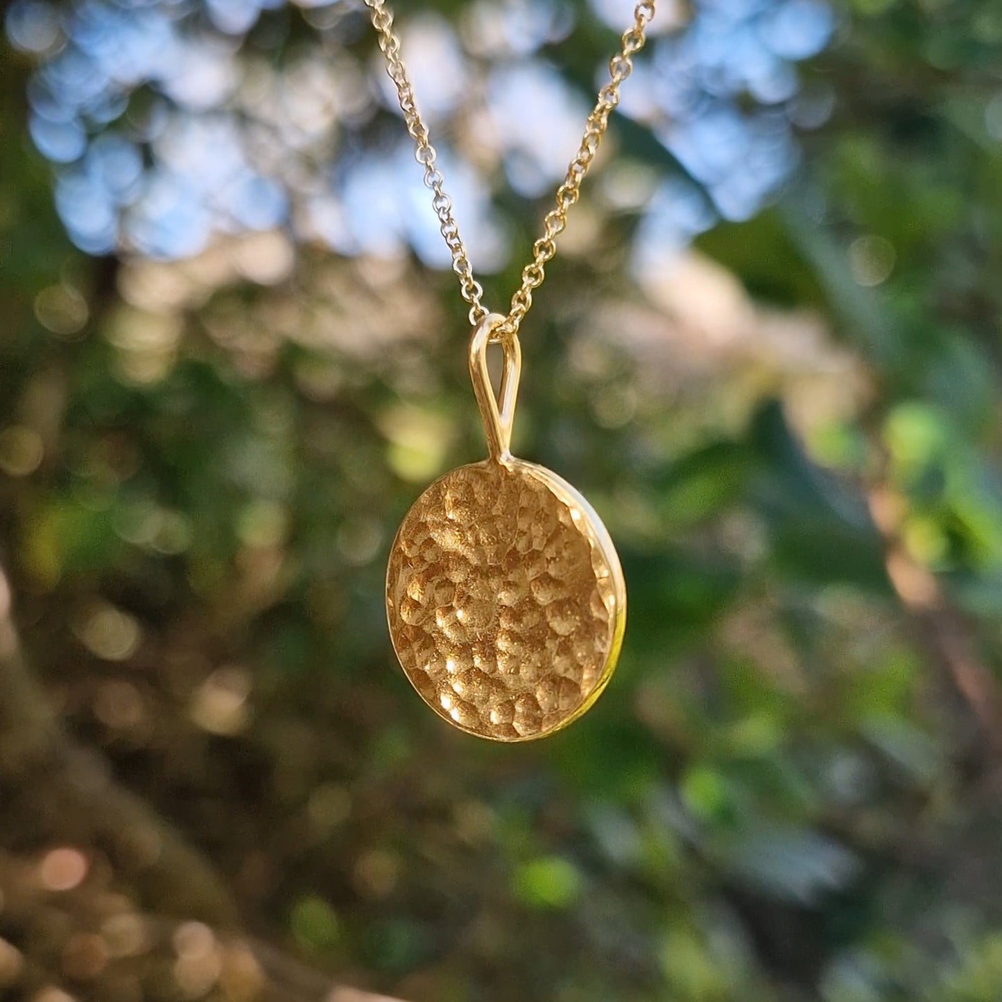 Hammered Moonlight Pendant (no chain) - Gold Vermeil