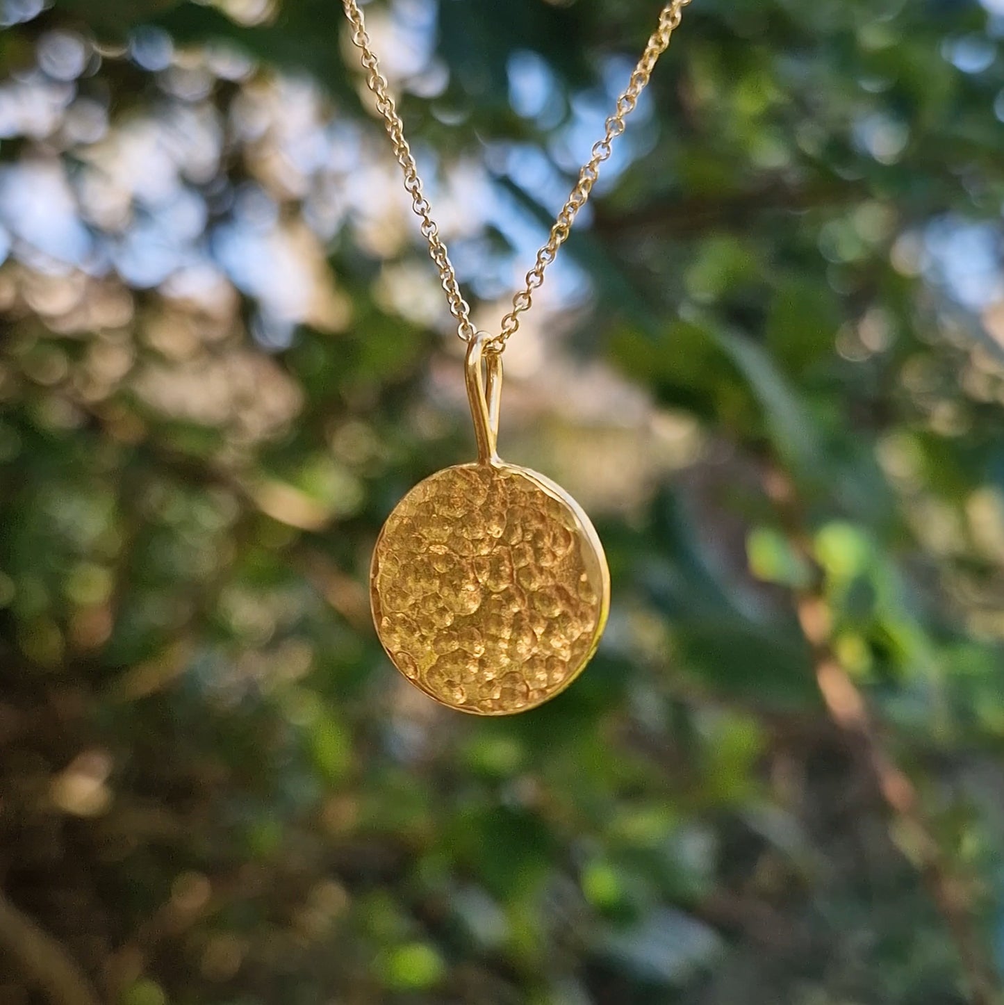 Hammered Moonlight Pendant (no chain) - Gold Vermeil