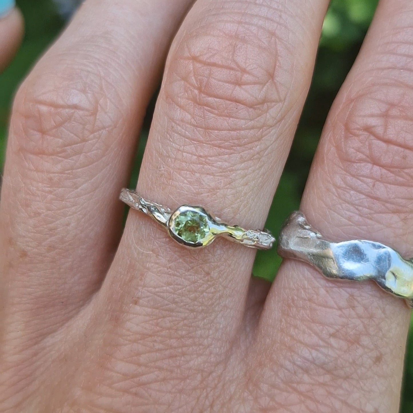 Molten Peridot Ring - size N 1/2