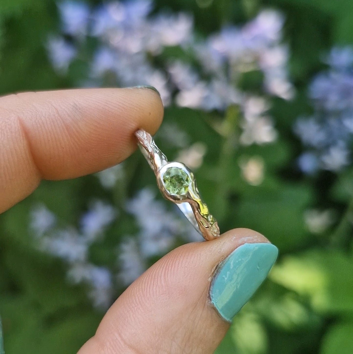 Molten Peridot Ring - size N 1/2
