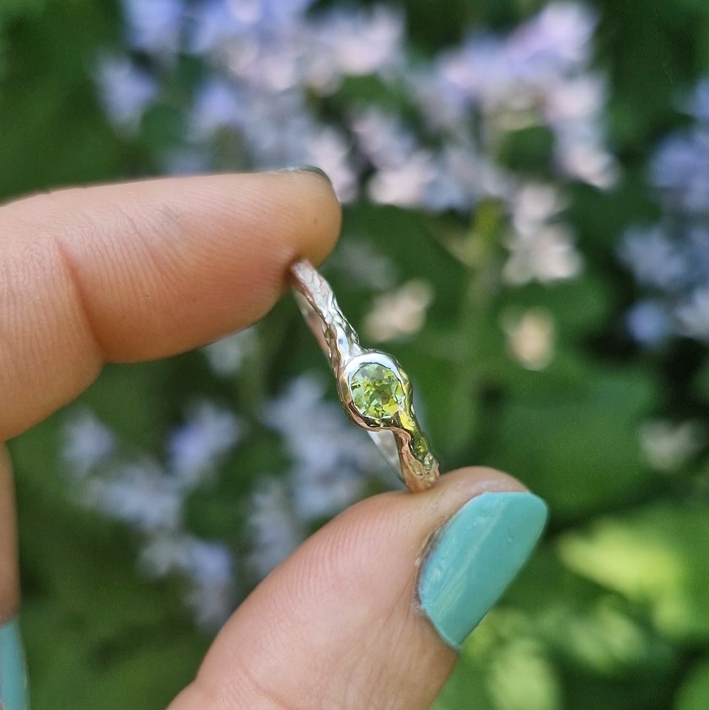 Molten Peridot Ring - size N 1/2