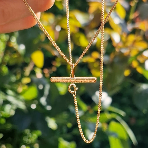 Bark T-bar Necklace - Gold Vermeil