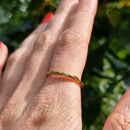 Molten Wave Skinny Stacking Ring - Gold Vermeil