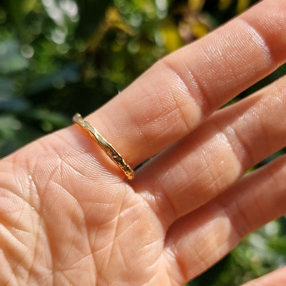 Molten Wave Skinny Stacking Ring - Gold Vermeil