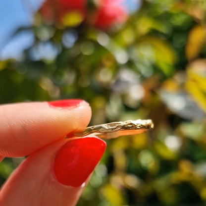 Molten Wave Skinny Stacking Ring - Gold Vermeil
