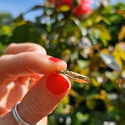 Molten Wave Skinny Stacking Ring - Gold Vermeil