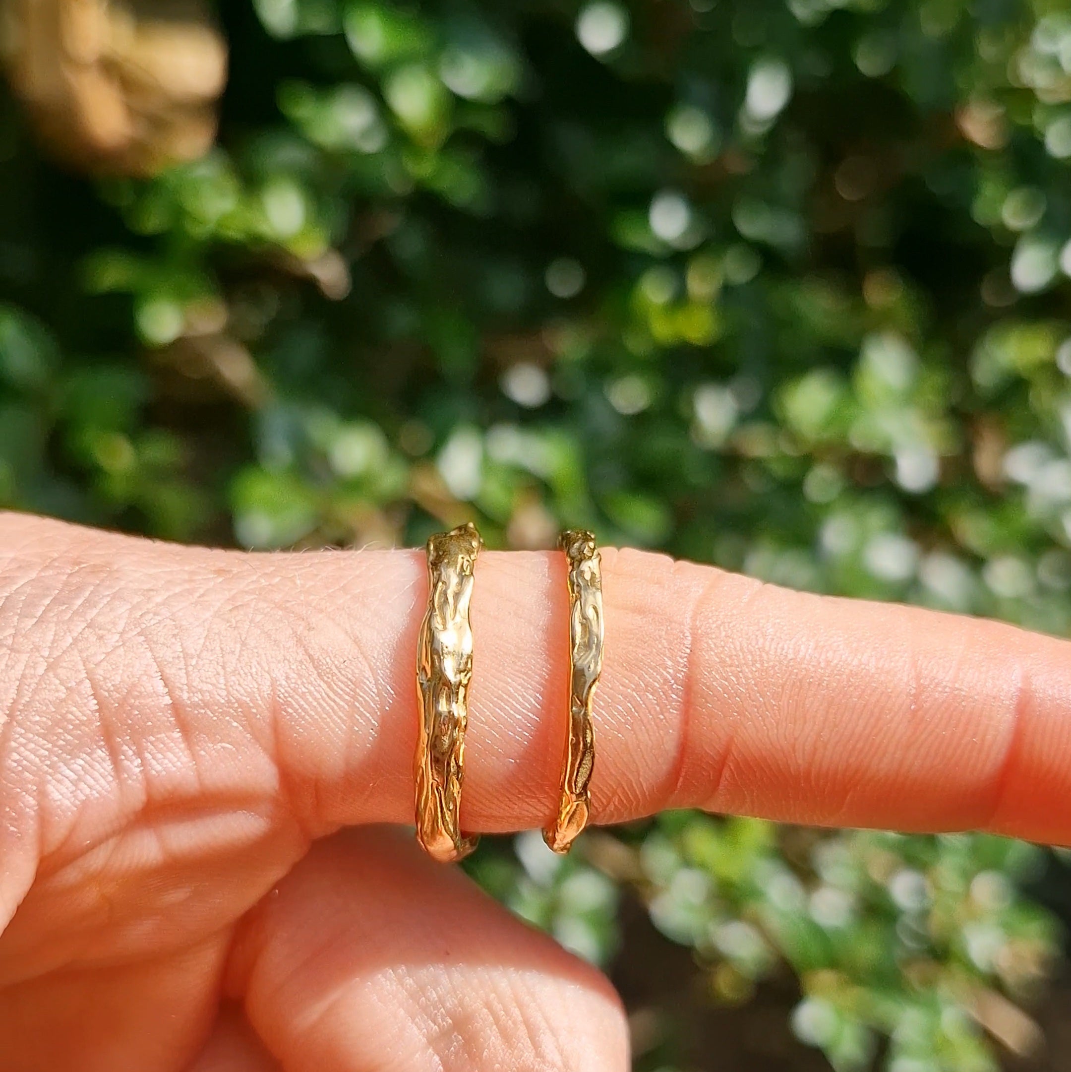 Molten Wave Skinny Stacking Ring - Gold Vermeil