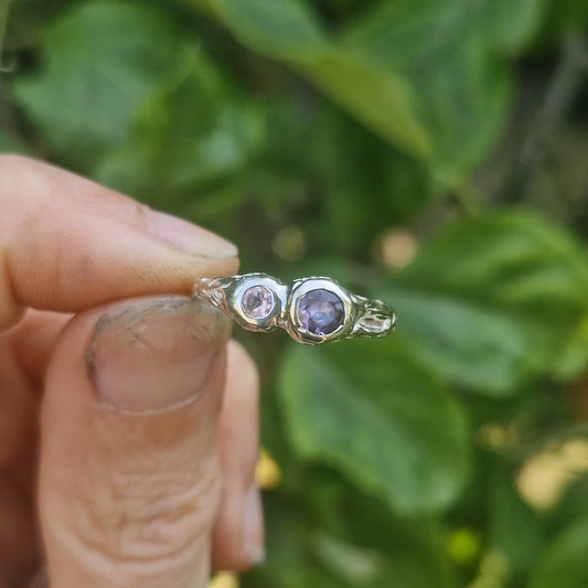 Molten Amethyst & Rose Quartz Ring - size uk N