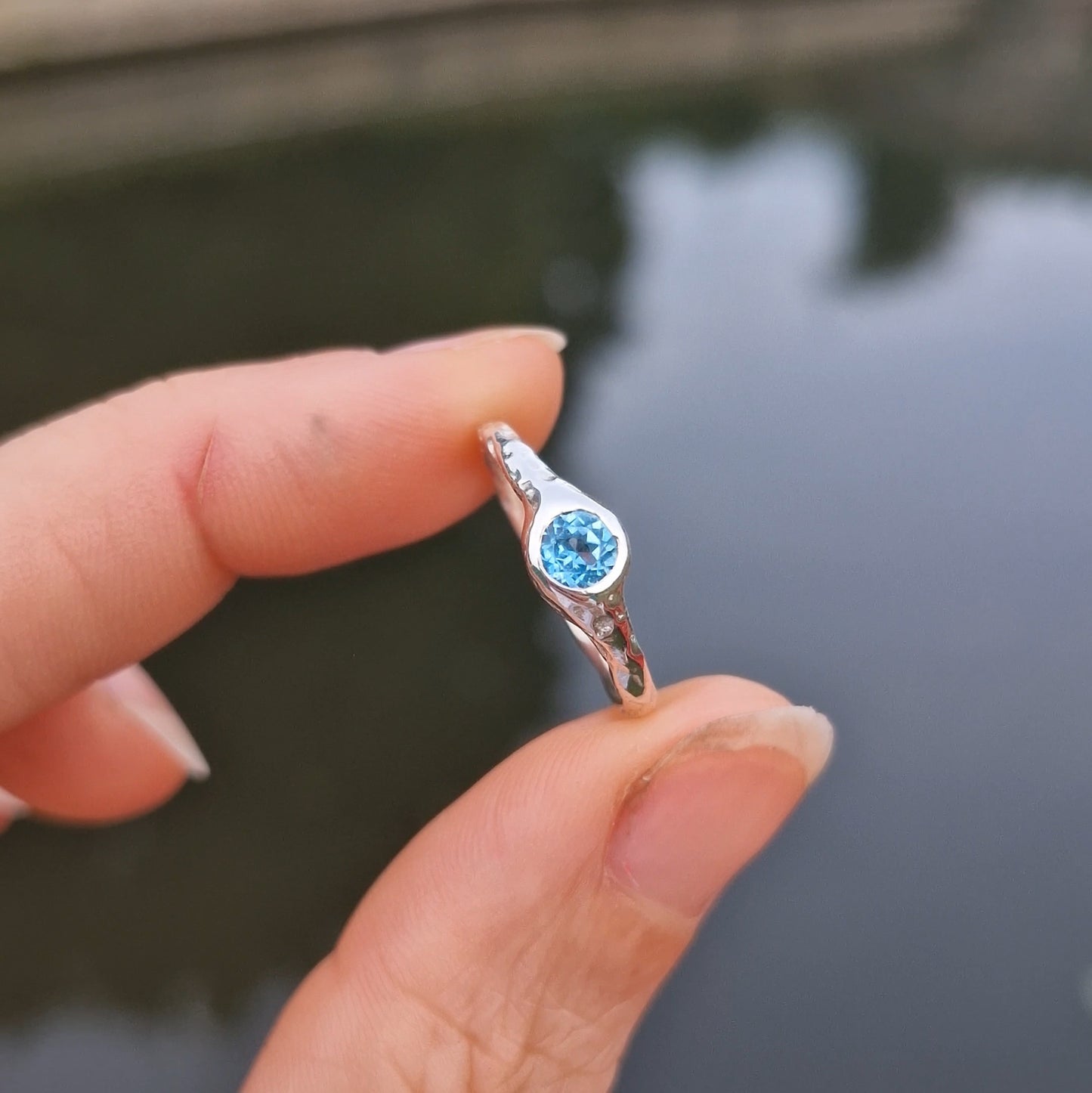 Molten Blue Topaz Ring - sizes i 1/2 or k 1/2
