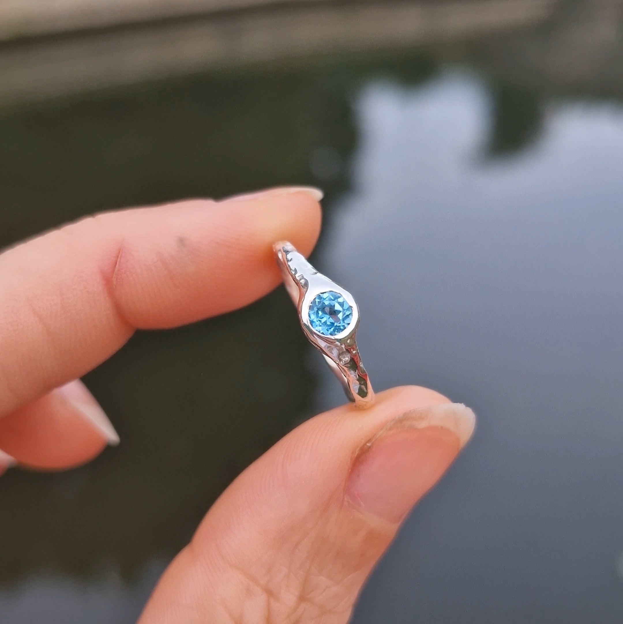 Molten Blue Topaz Ring - sizes i 1/2 or k 1/2