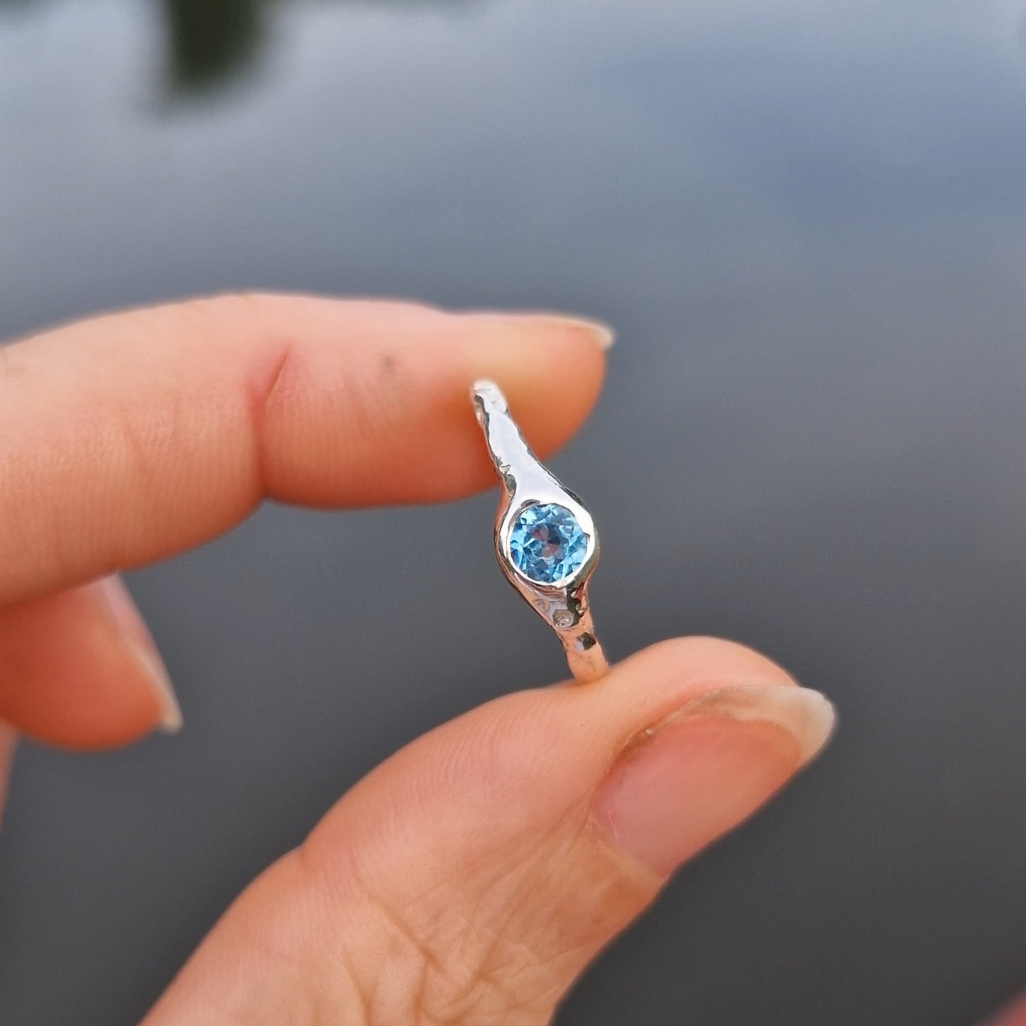 Molten Blue Topaz Ring - sizes i 1/2 or k 1/2
