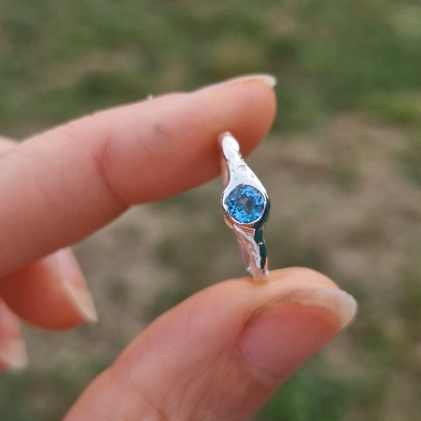Molten Blue Topaz Ring - sizes i 1/2 or k 1/2