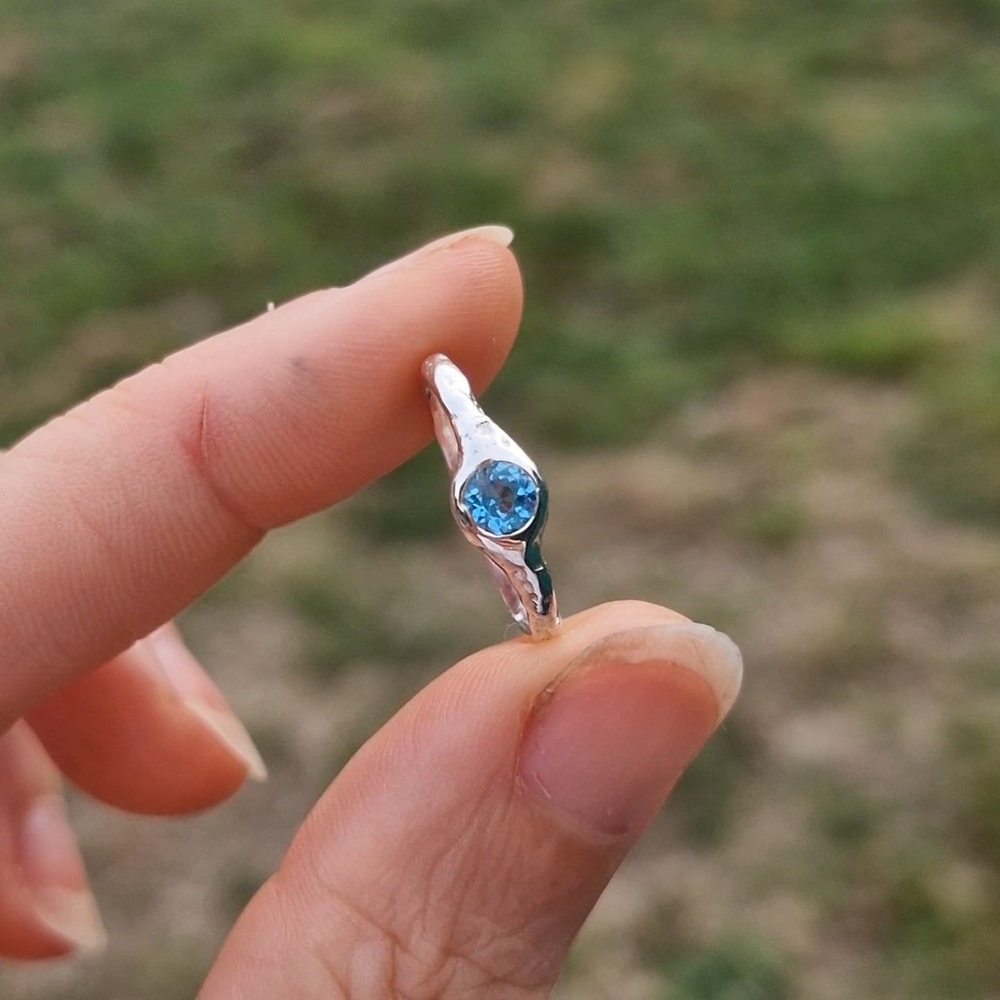 Molten Blue Topaz Ring - sizes i 1/2 or k 1/2
