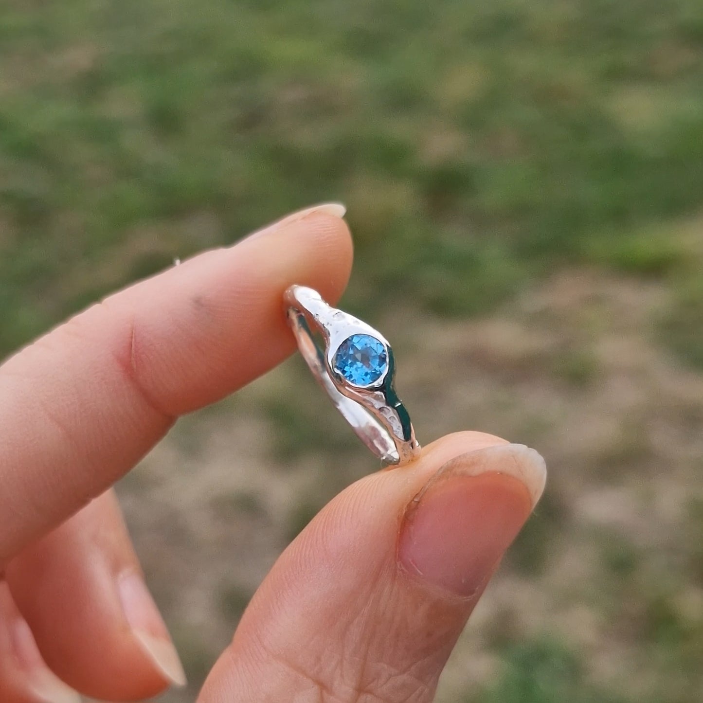 Molten Blue Topaz Ring - sizes i 1/2 or k 1/2