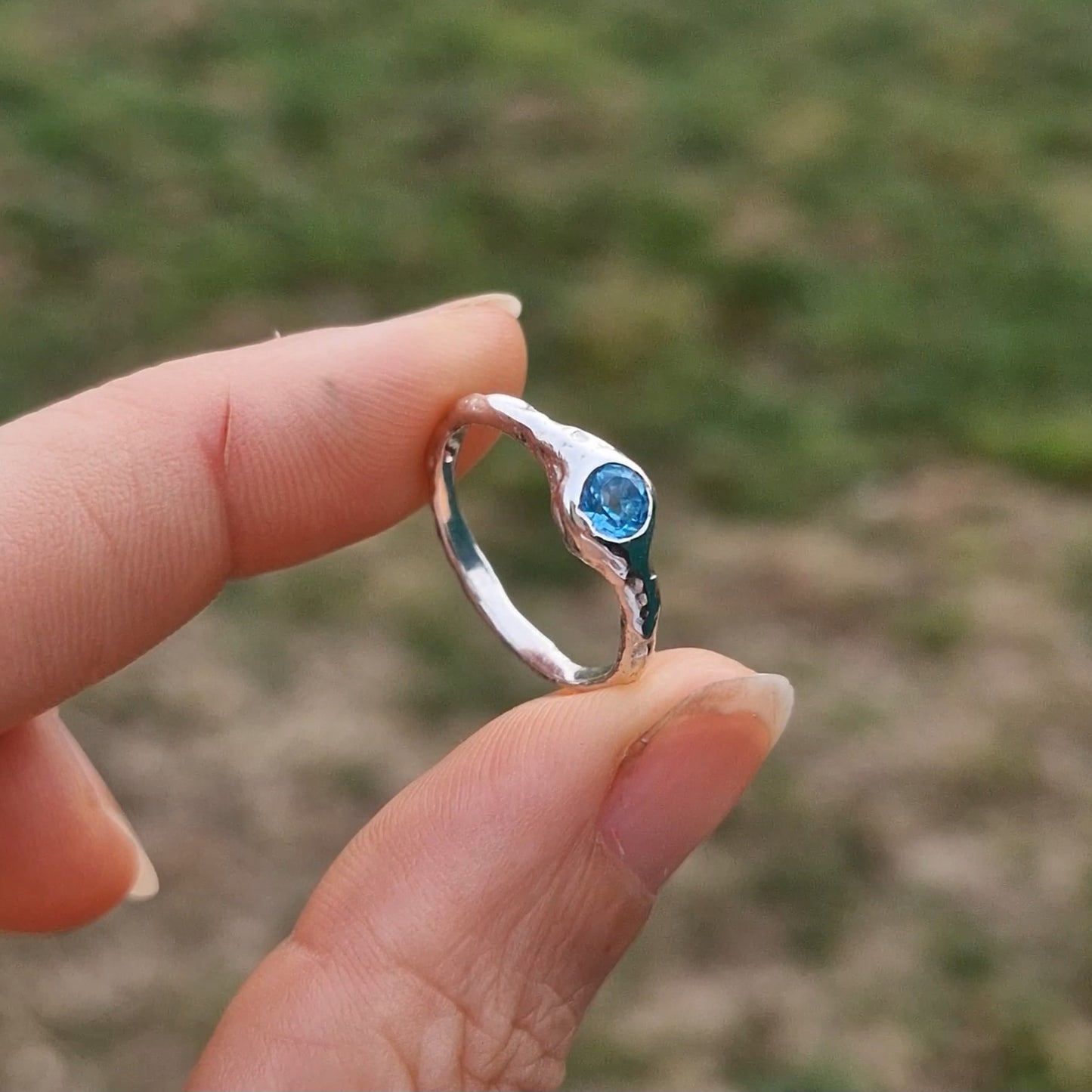 Molten Blue Topaz Ring - sizes i 1/2 or k 1/2