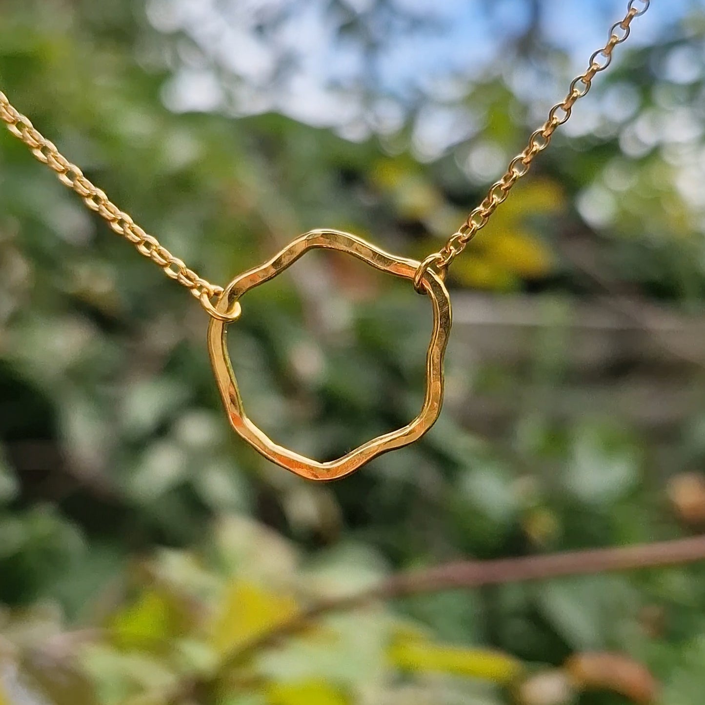 Ripple Lone Wave Necklace ~ Gold Vermeil