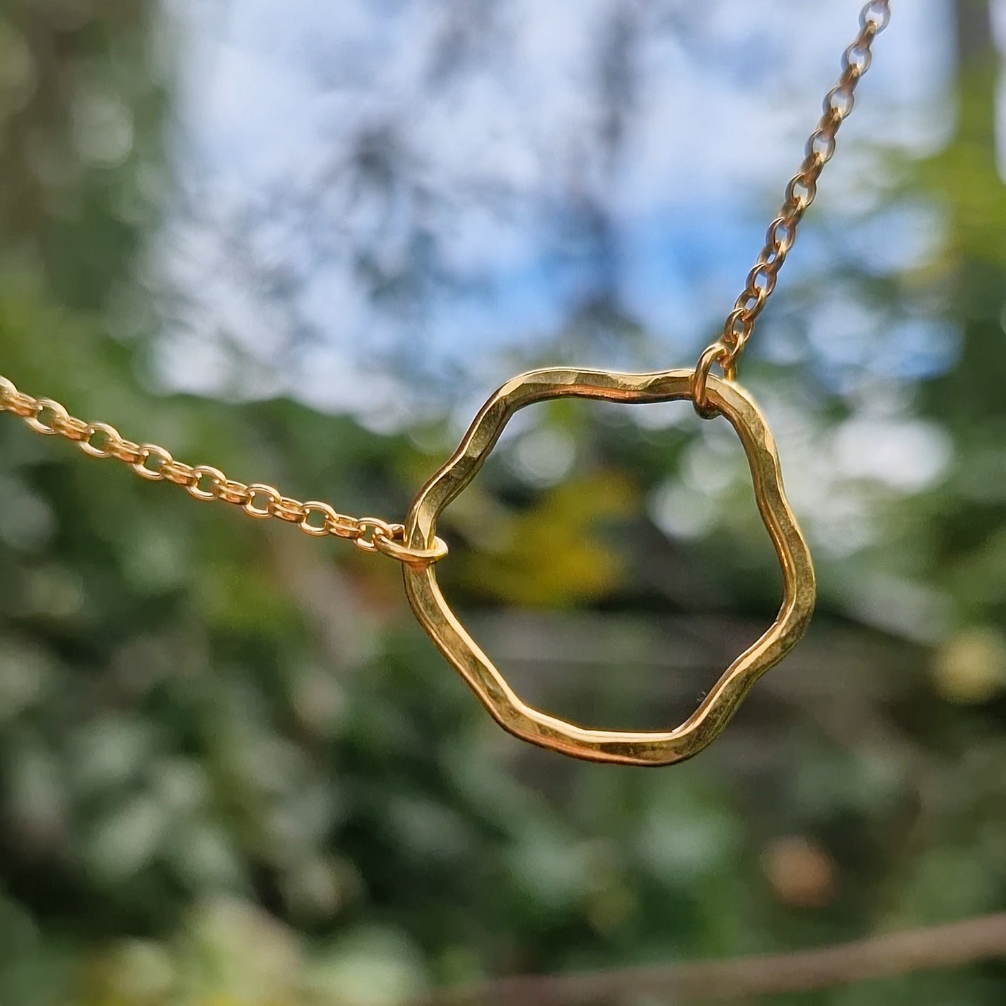 Ripple Lone Wave Necklace ~ Gold Vermeil
