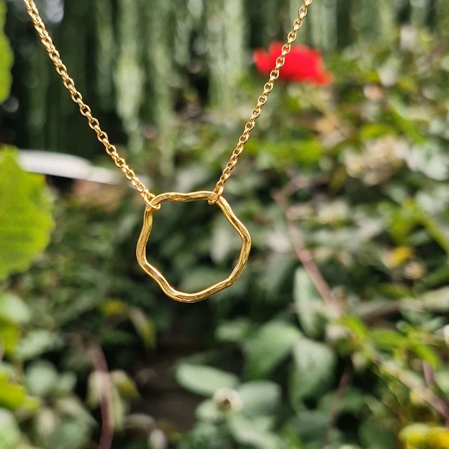 Ripple Lone Wave Necklace ~ Gold Vermeil