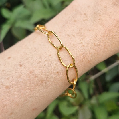 Moonlight Hammered Paperclip Bracelet ~ Gold Vermeil
