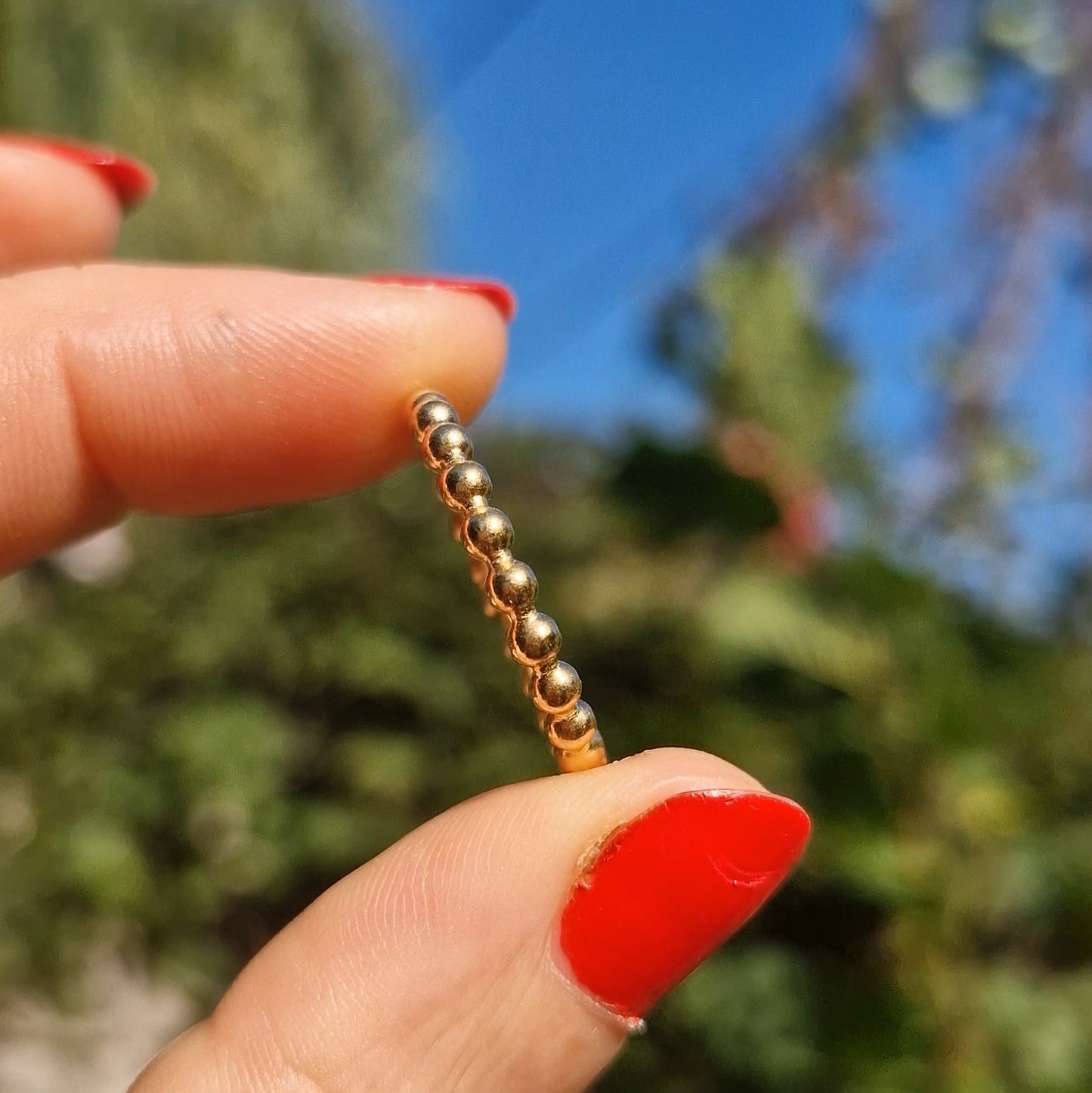 Beaded Stacking Ring ~ Gold Vermeil