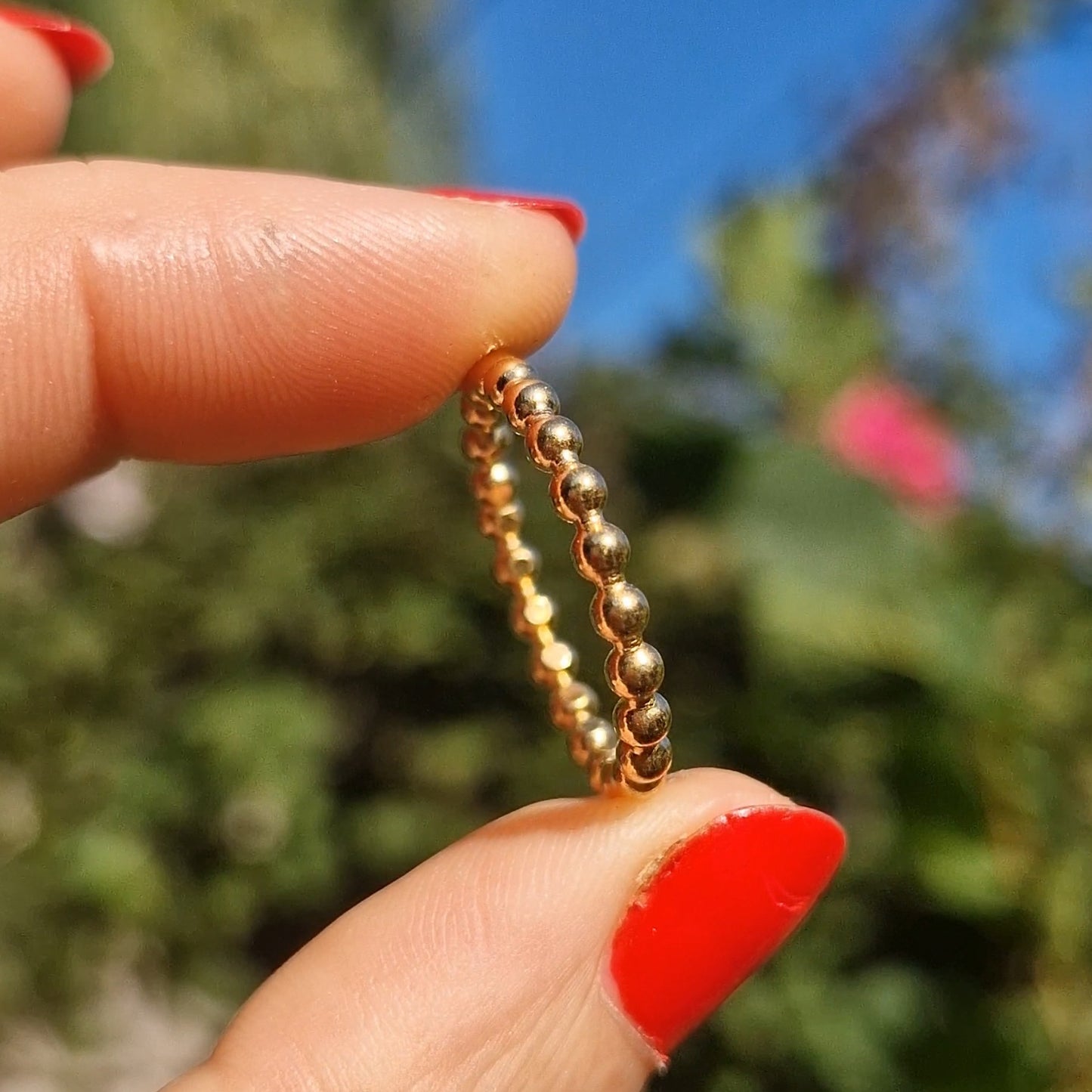 Beaded Stacking Ring ~ Gold Vermeil