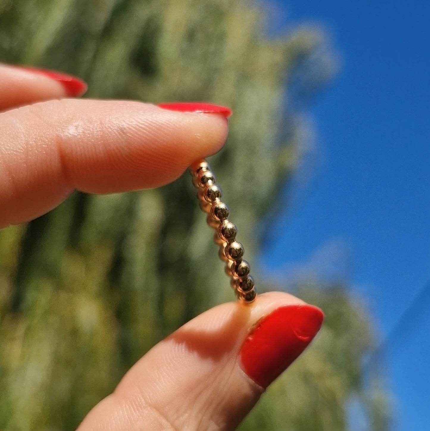 Beaded Stacking Ring ~ Gold Vermeil