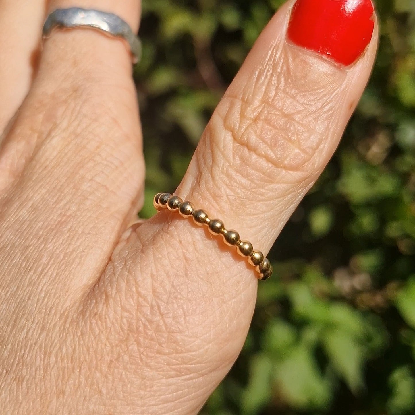 Beaded Stacking Ring ~ Gold Vermeil