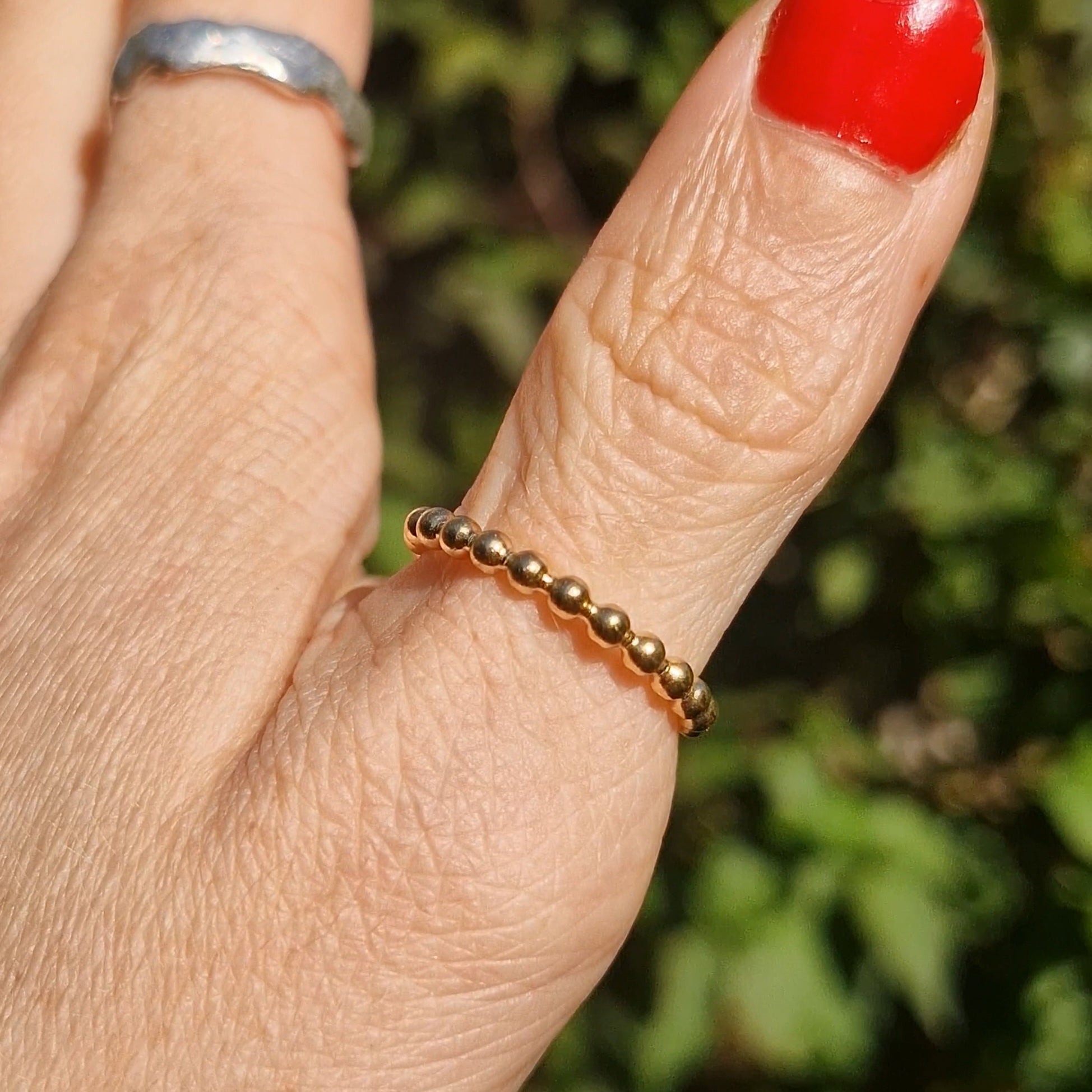 Beaded Stacking Ring ~ Gold Vermeil