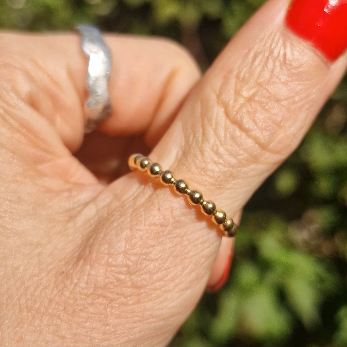 Beaded Stacking Ring ~ Gold Vermeil