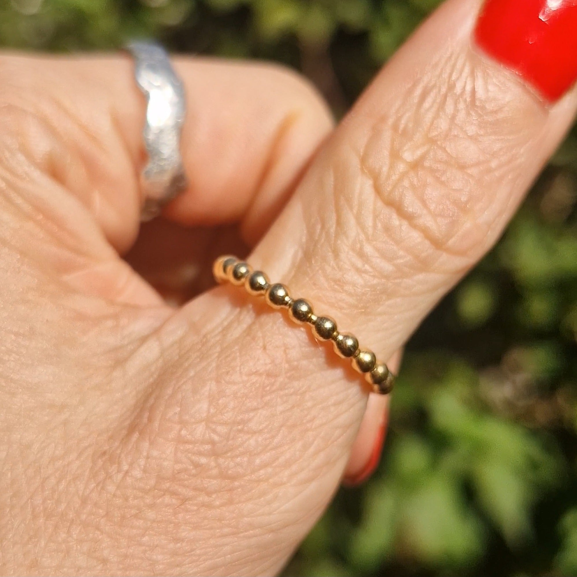 Beaded Stacking Ring ~ Gold Vermeil