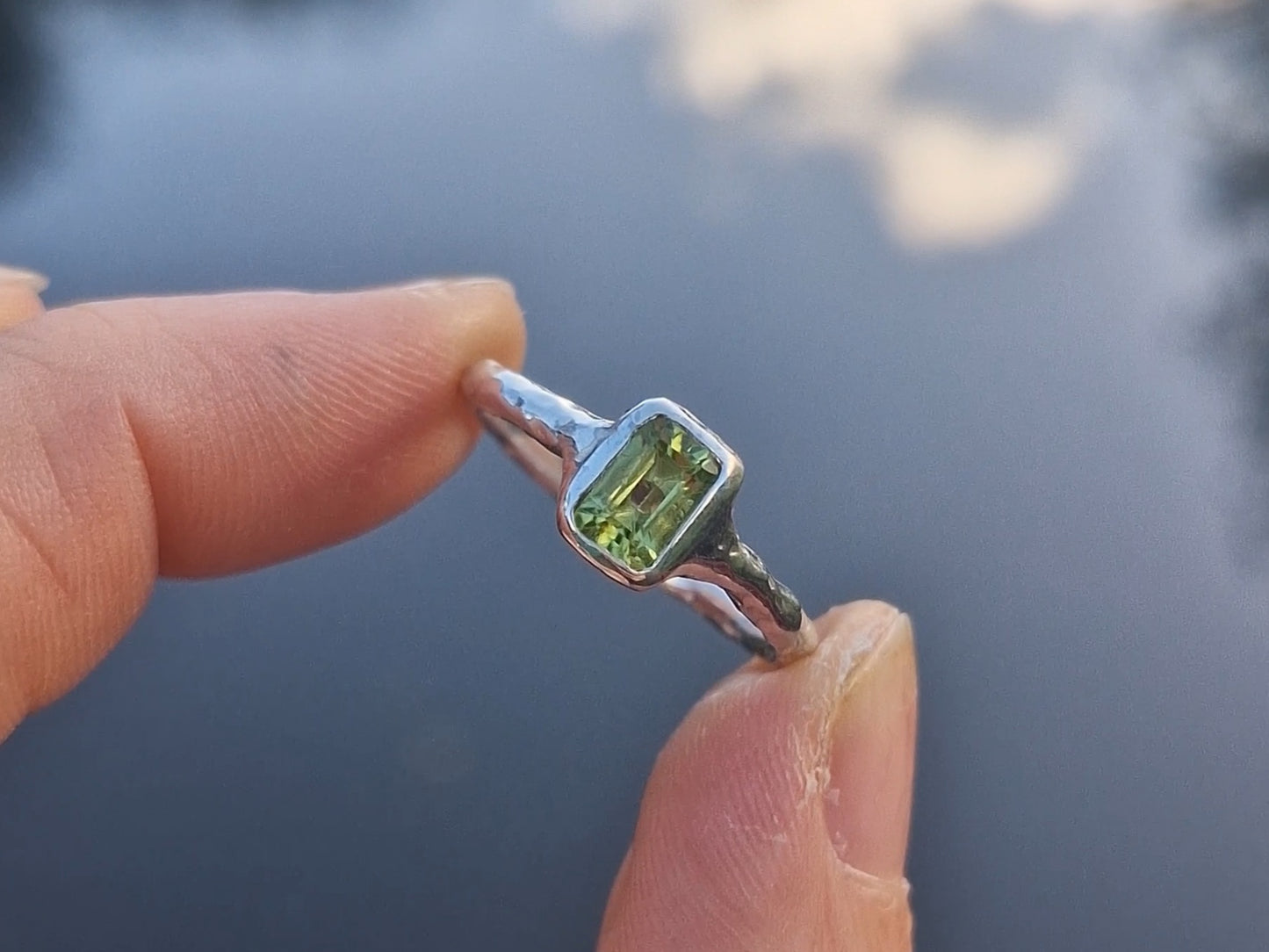 Molten Peridot Ring - Size UK O 1/2