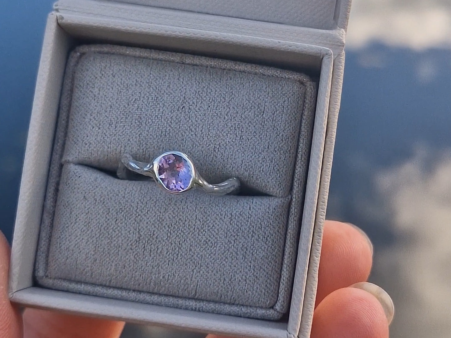 Molten Wavy Amethyst Ring - Size UK O