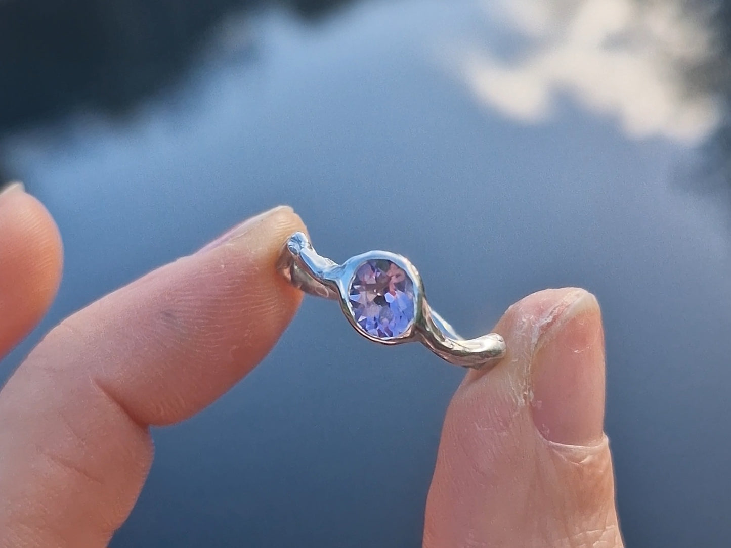Molten Wavy Amethyst Ring - Size UK O