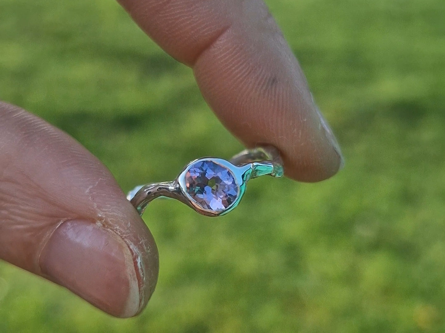 Molten Wavy Amethyst Ring - Size UK O