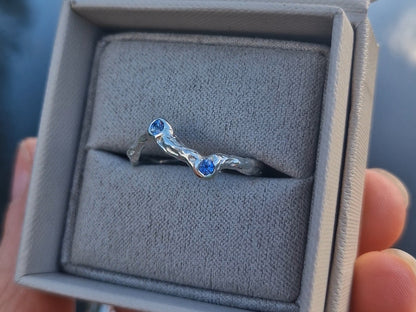 Molten Sapphire Wave Ring - Size UK P
