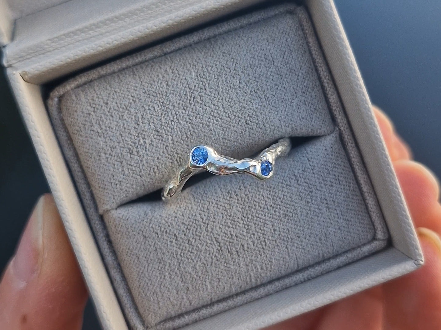 Molten Sapphire Wave Ring - Size UK P