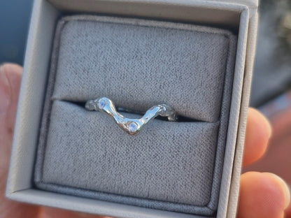 Molten Moonstone Wave Ring - Size UK M 1/2