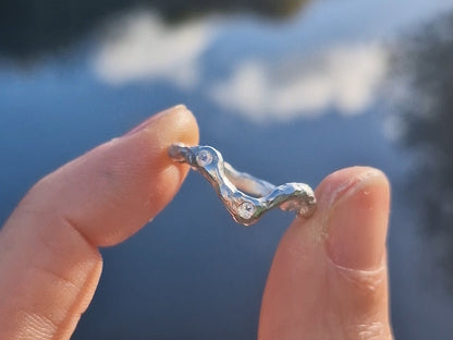 Molten Moonstone Wave Ring - Size UK M 1/2