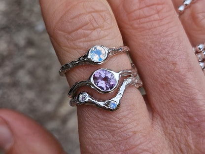 Molten Moonstone Wave Ring - Size UK M 1/2
