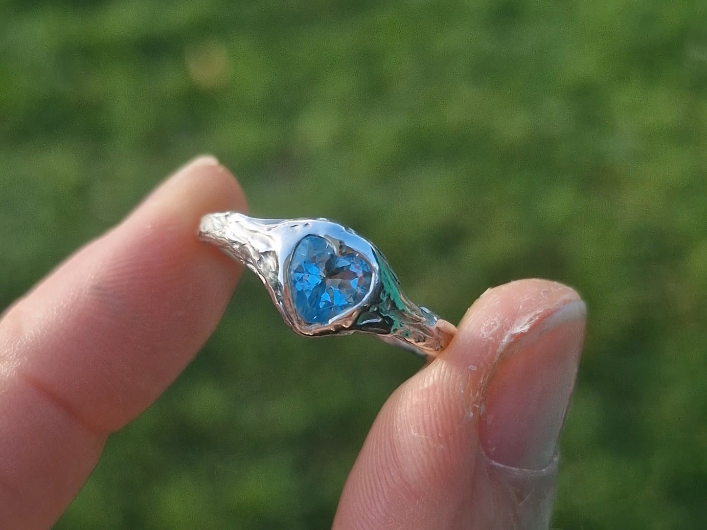 Molten Topaz Heart Ring - Size UK P 1/2