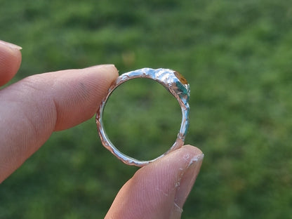 Molten Citrine Heart Ring - Size UK P 1/2