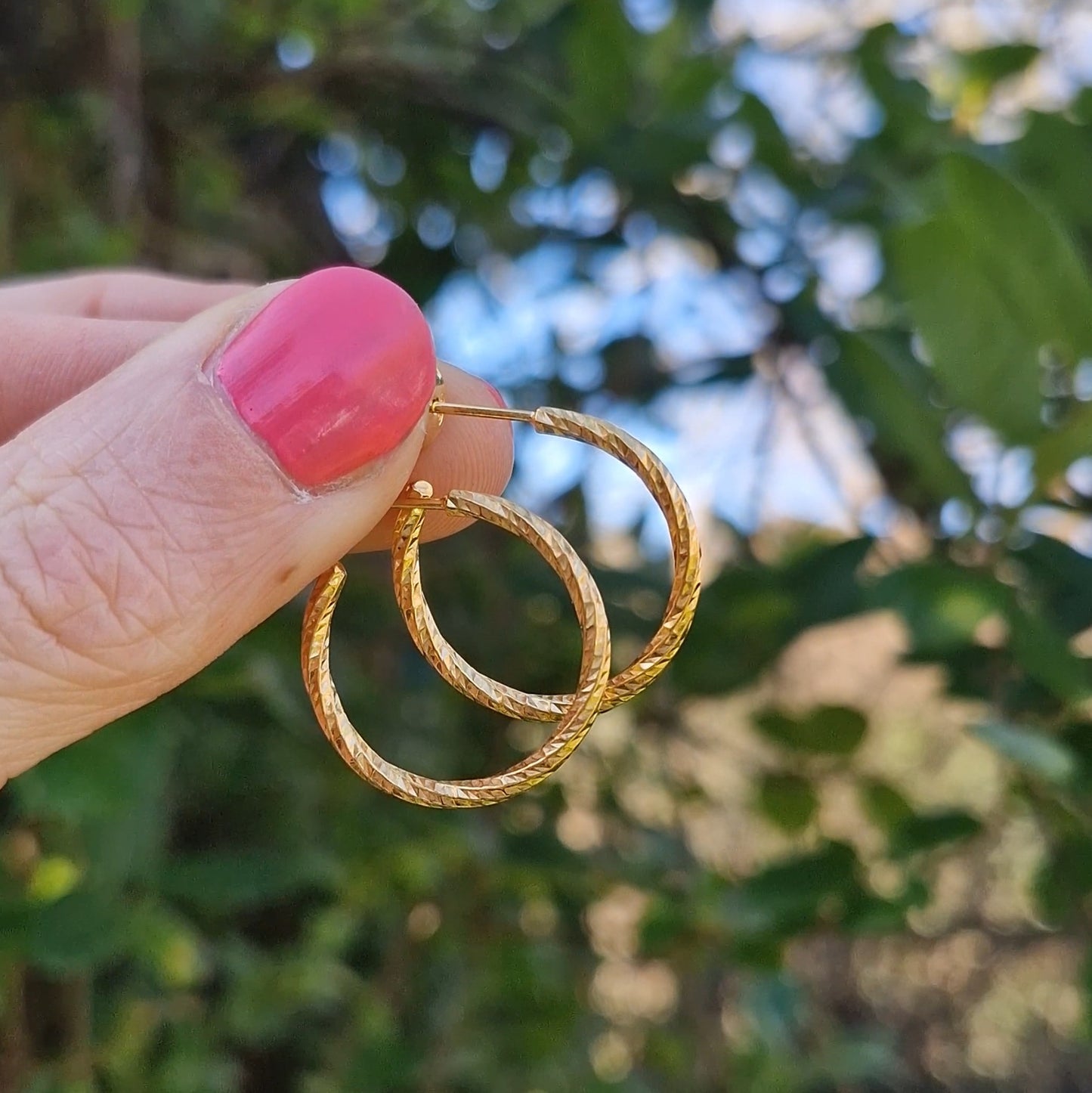 Textured Hoops - Gold Vermeil