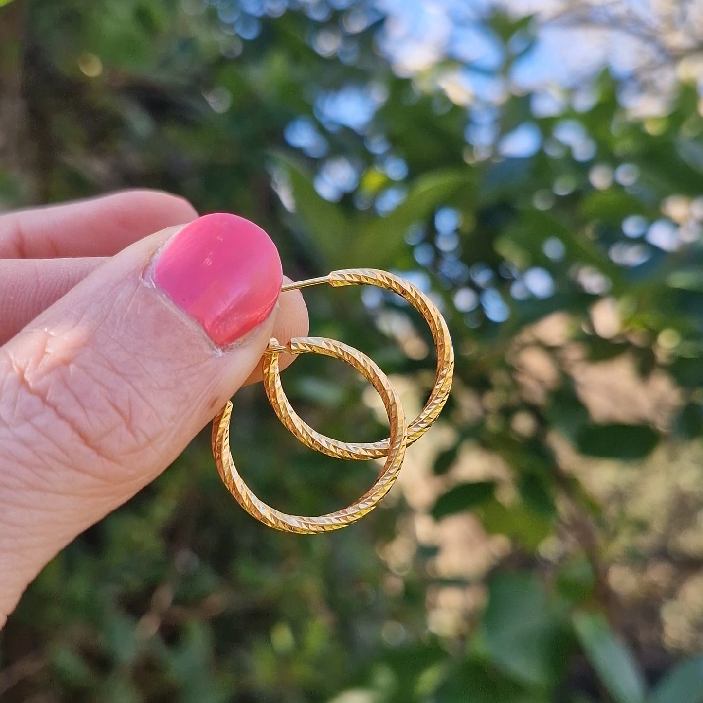 Textured Hoops - Gold Vermeil