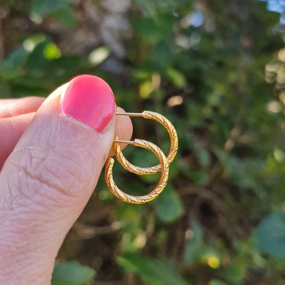 Textured Hoops - Gold Vermeil