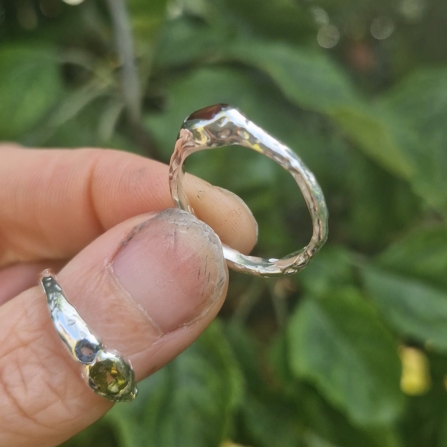 Molten Red Garnet Ring - size uk Q