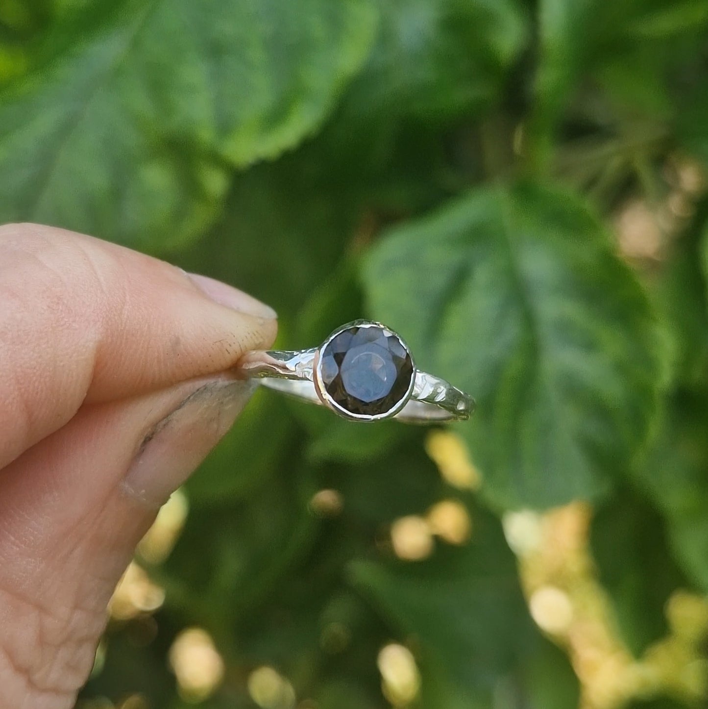 Molten Smoky Quartz Ring - size uk m 1/2