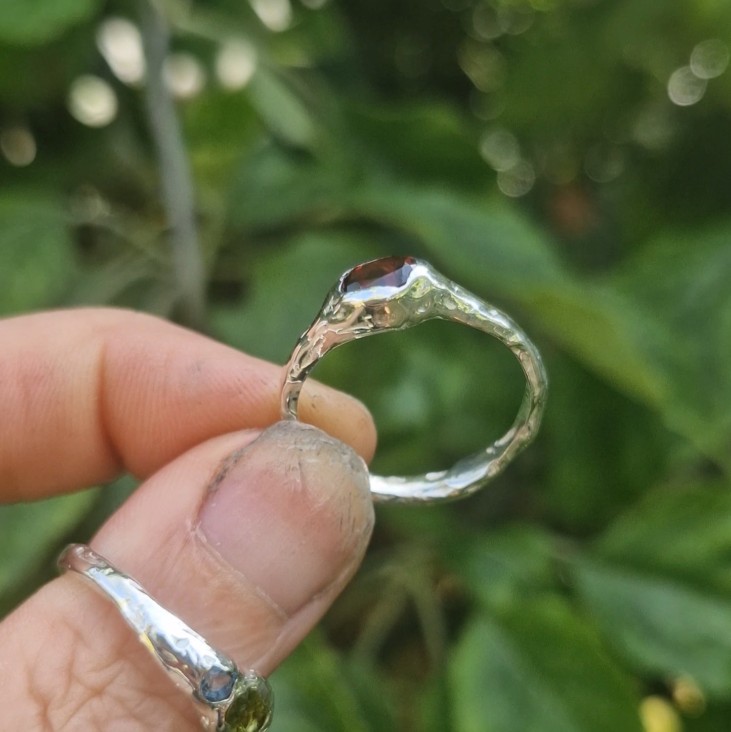 Molten Red Garnet Ring - size uk Q